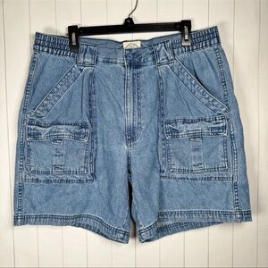 VTG 90s Cotton Cargo Denim Jean Dad Shorts Hipster Camping Granola Throwbacks 36